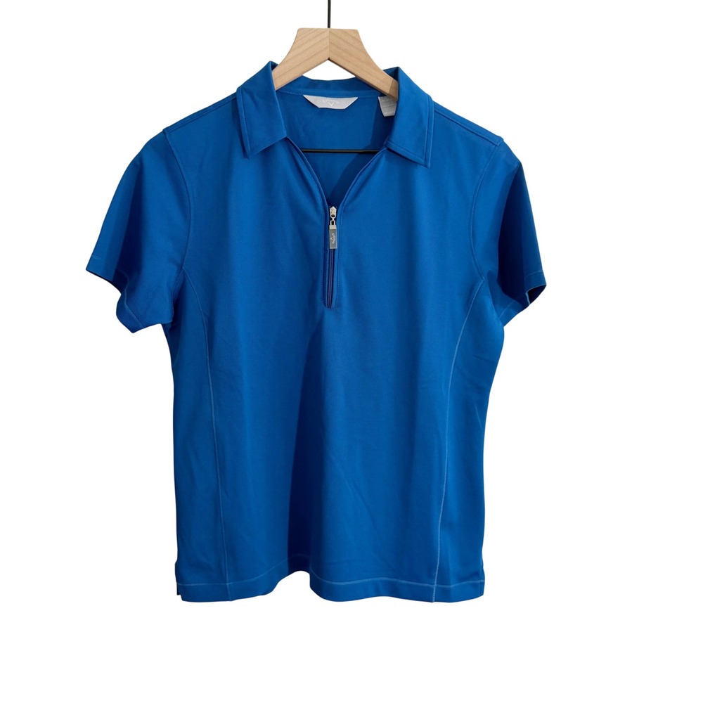 Callaway Quarter Zip Golf Polo Medium Blue Tennis Pickleball Sporty Preppy